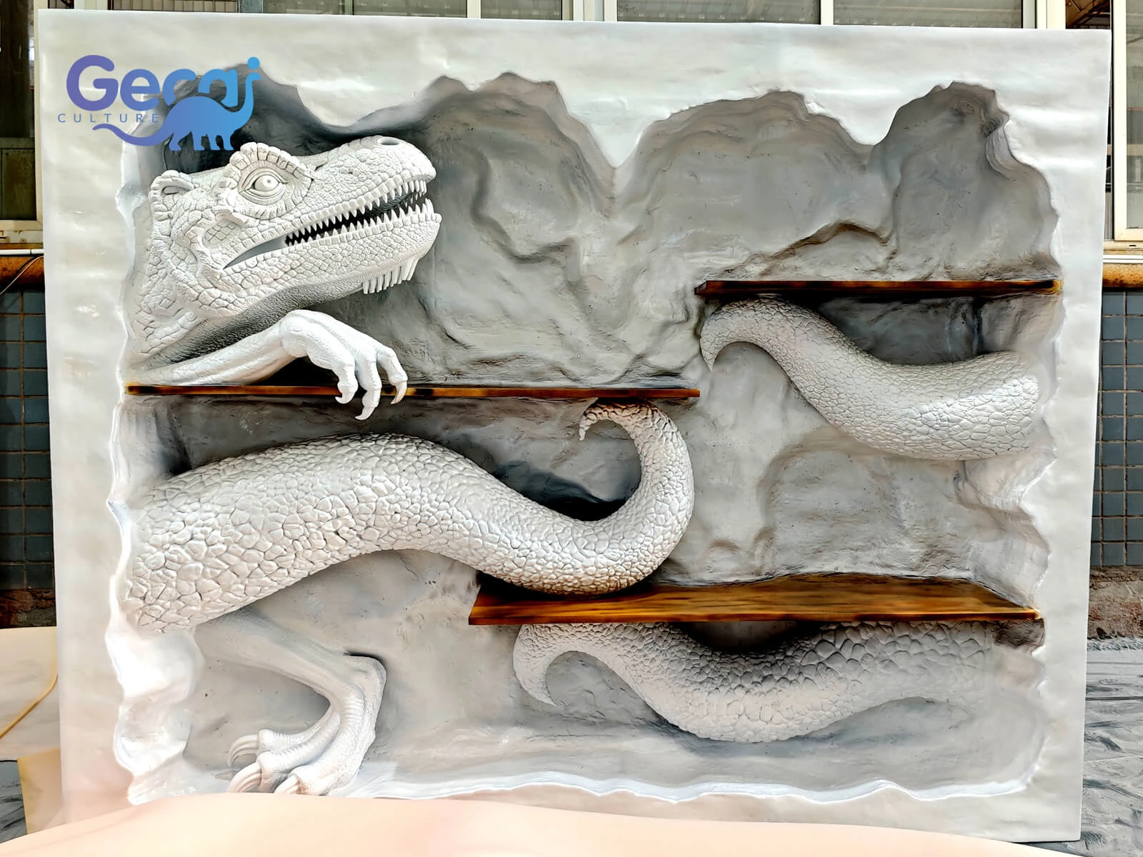 Fiberglass Dinosaur Bookshelf Sculpture Decoration