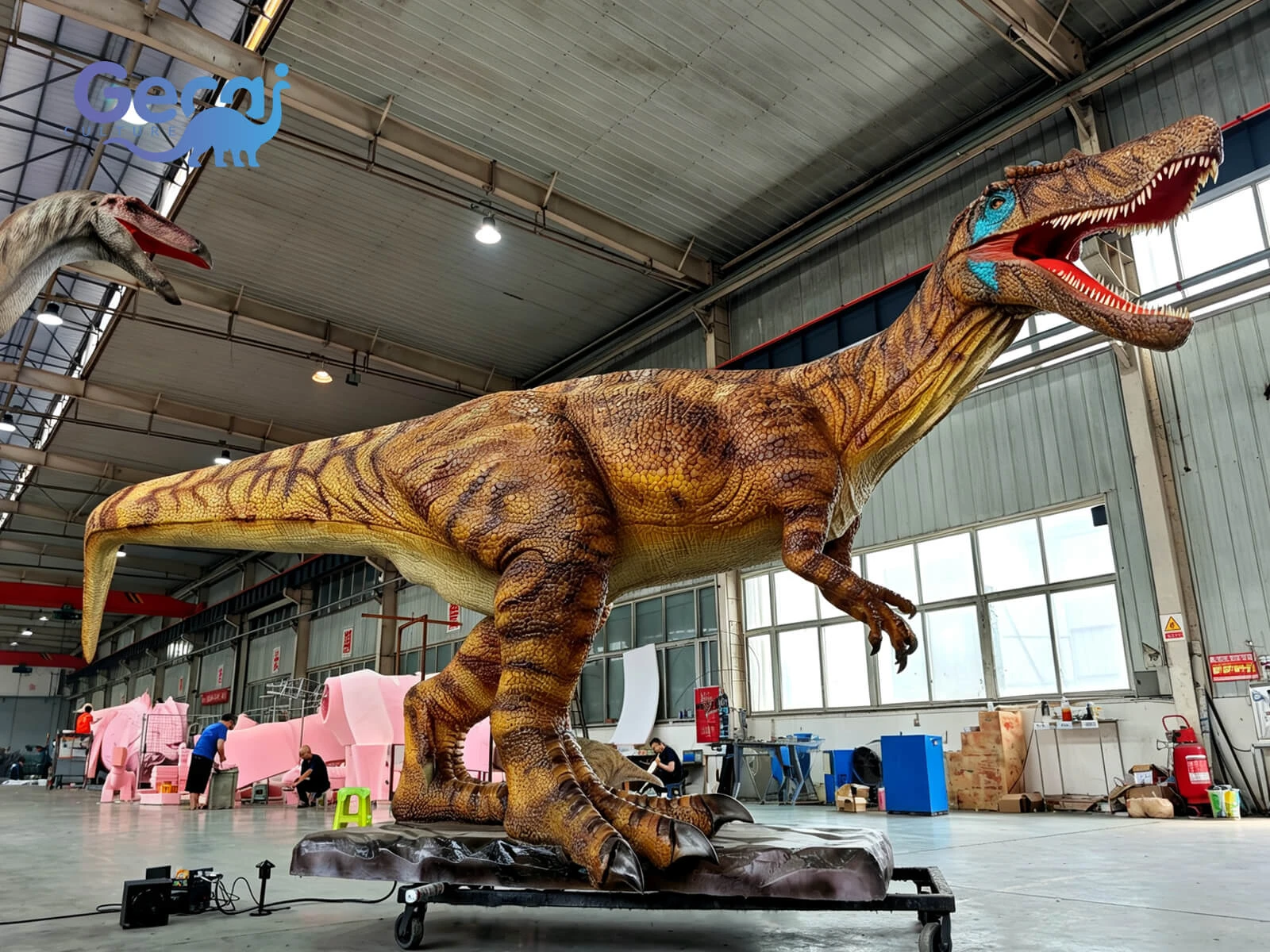 Life size animatronic Baryonyx for theme parks with realistic details and movements. Custom size, color, actions and effects available.