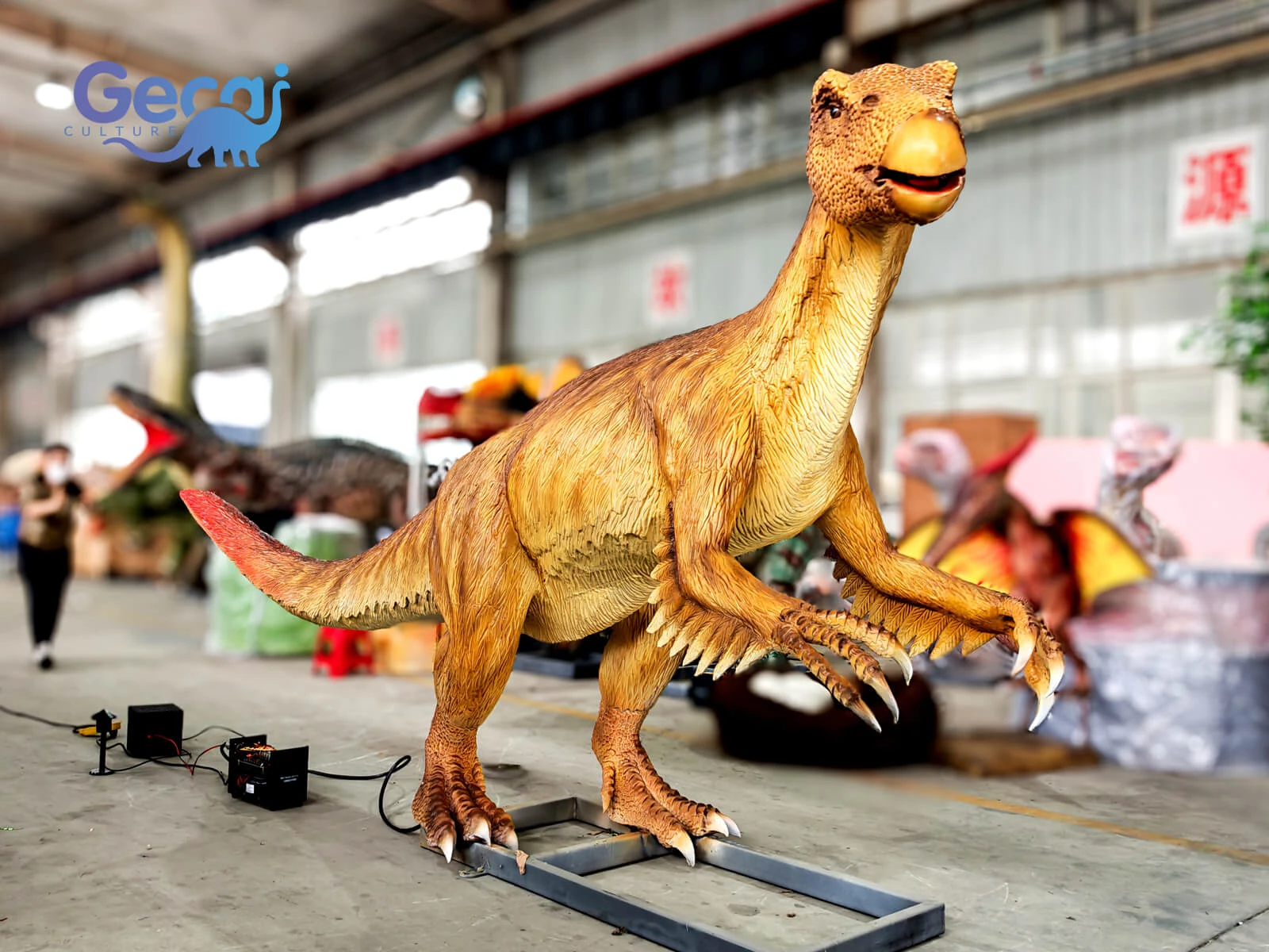 Life size animatronic Therizinosaurus dinosaur for exhibitions, featuring realistic details and movements. Custom sizes, colors and effects available.