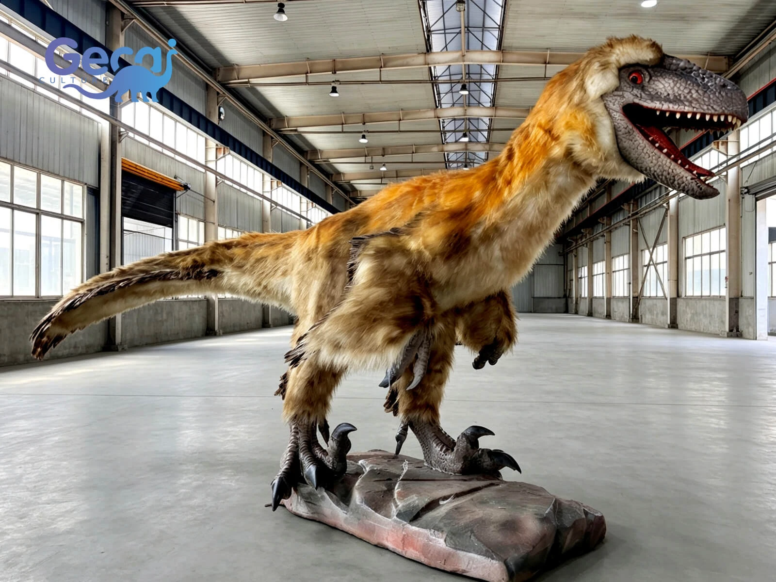 Animatronic Feathered Velociraptor for Dinosaur Parks