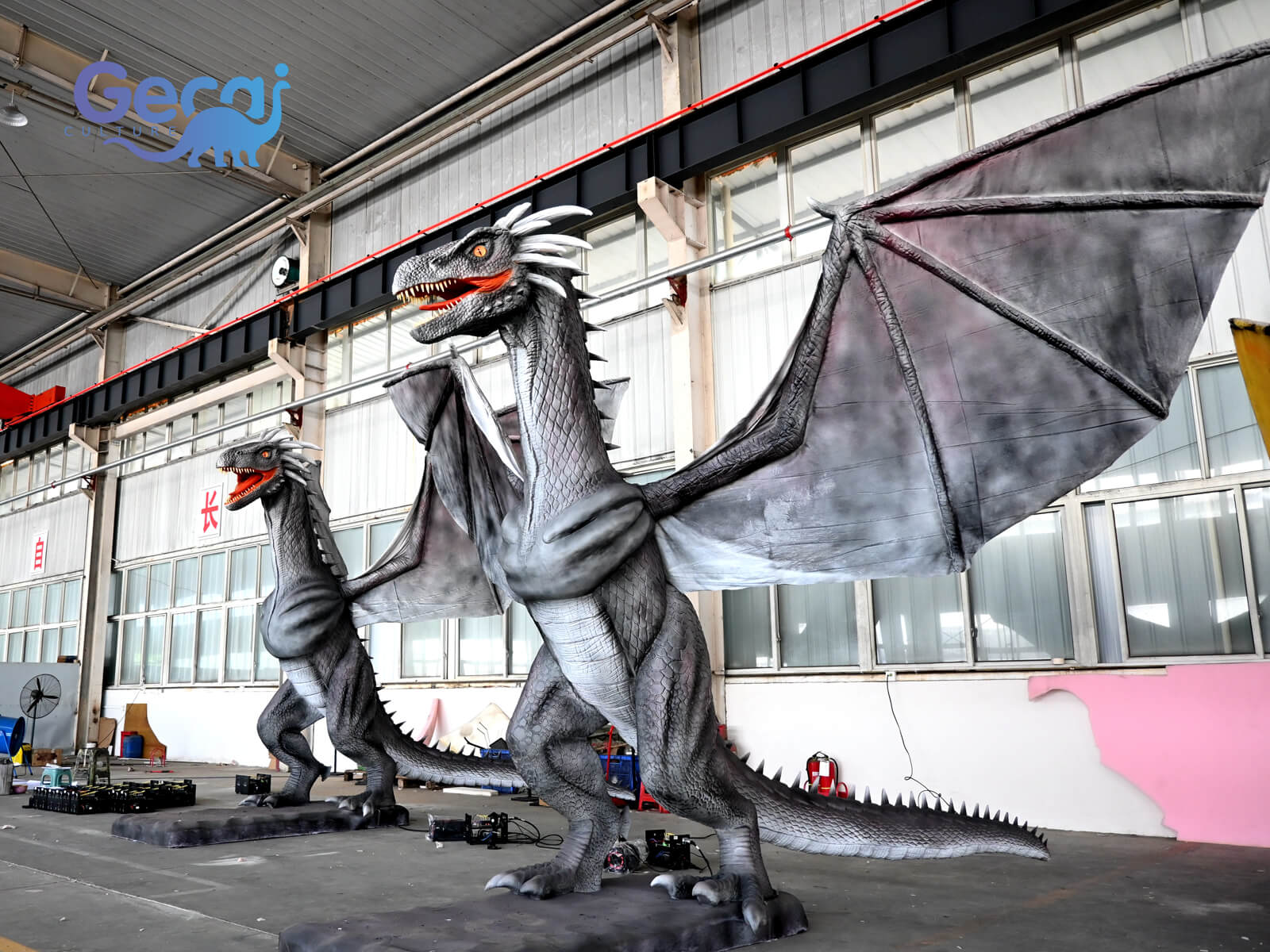 Black Life Size Flying Dragon Statue for Sale