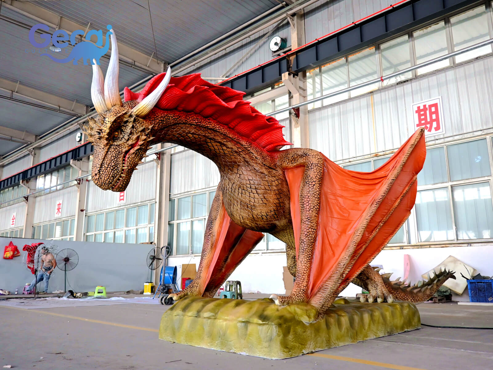 Custom Brown Dragon Animatronic Statue for Sale