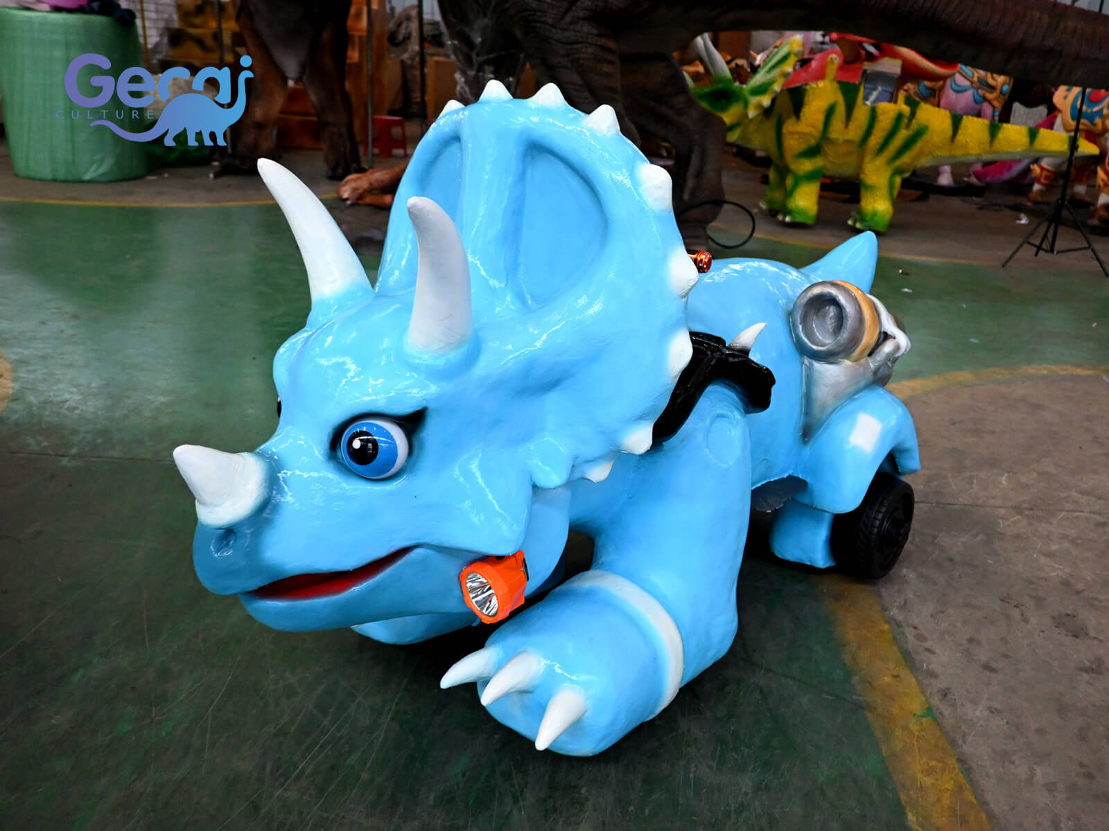 Cartoon Blue Triceratops Park Scooter for Sale