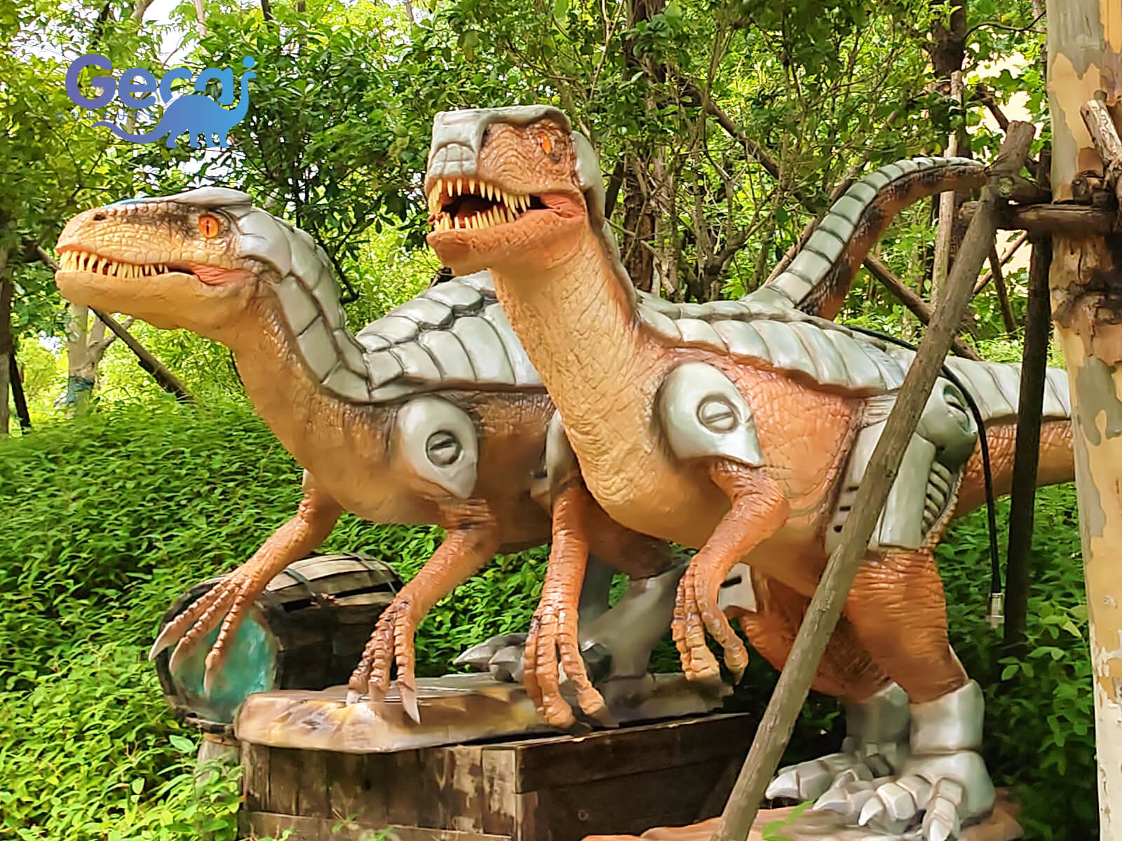 Armored Animatronic Raptor Statue for Park