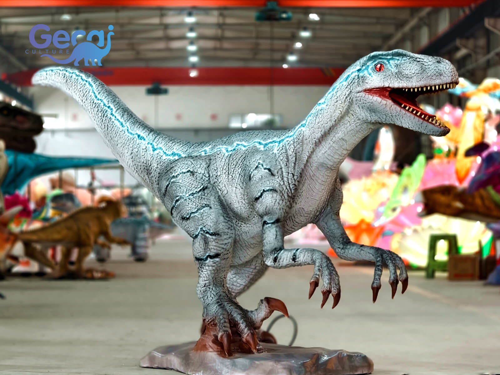 Dinosaur Park Velociraptor Animatronic Statue for Sale