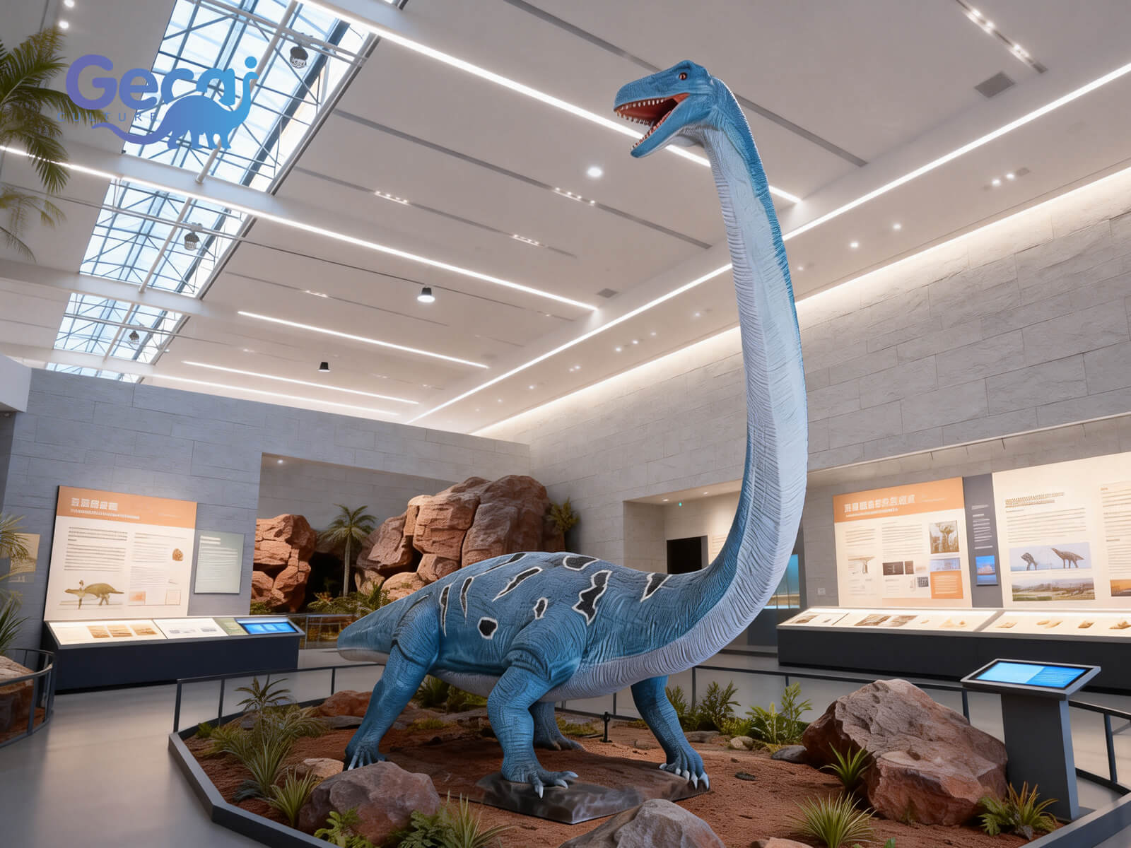 Realistic Long Neck Dinosaur Animatronic Statue