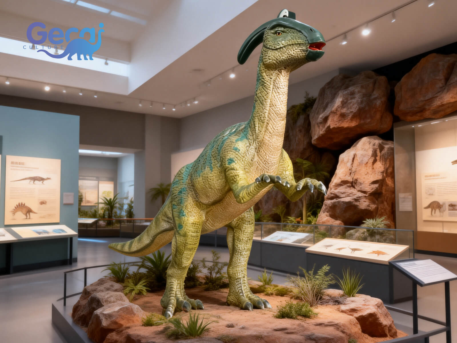 Lifelike Parasaurolophus Animatronic Statue for Museum