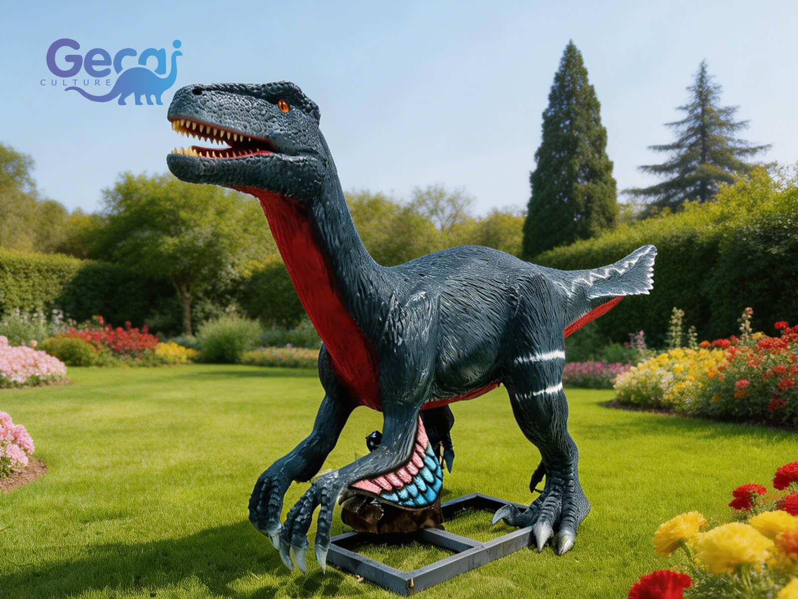 Realistic Animatronic Dromaeosaurus for Dinosaur Park