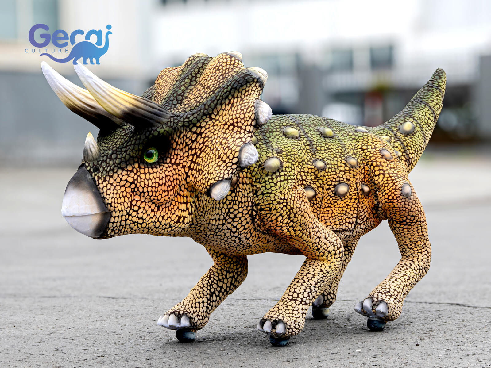 Cute Animatronic Triceratops Robot for Exhibition