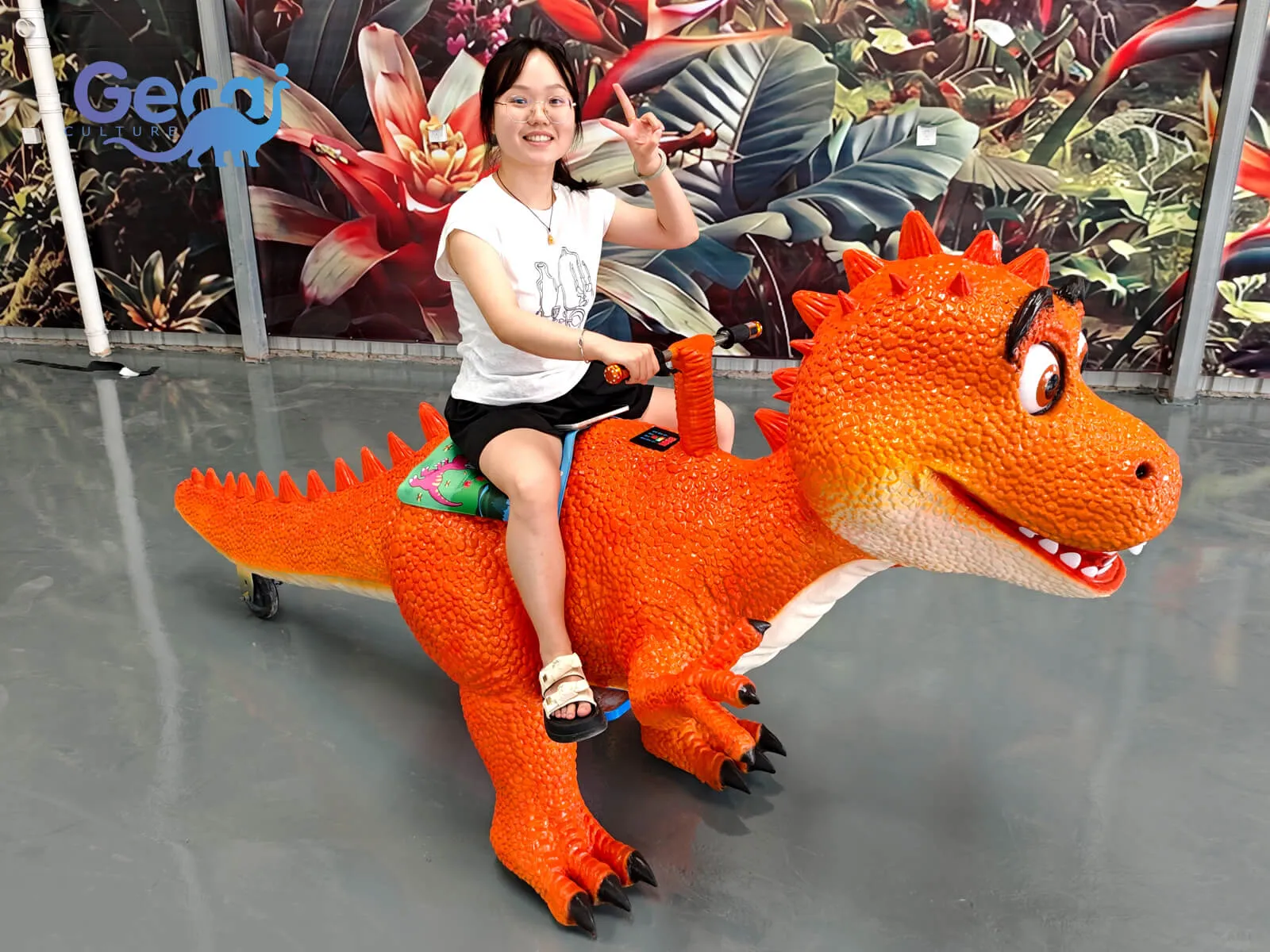 The Cartoon Gliding Dinosaur Scooter is a fun and interactive ride designed for children's parks, shopping malls, and family entertainment venues. Featuring a cute cartoon dinosaur design, bright colors, rounded shapes, and smooth gliding motion, this scooter delivers an exciting and enjoyable riding experience for you...