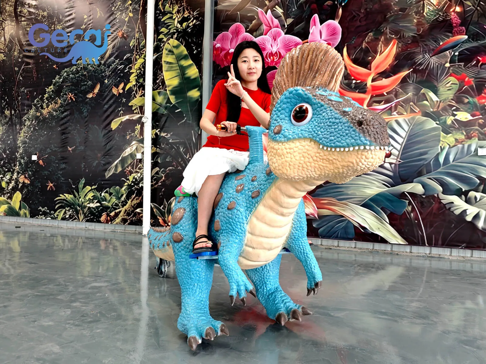 The Gliding Dinosaur Ride is a fun and interactive attraction designed for events, exhibitions, shopping malls, and family entertainment venues. Featuring a lifelike dinosaur design, detailed textures, and smooth gliding motion, this ride creates an exciting and engaging experience for children and families.
