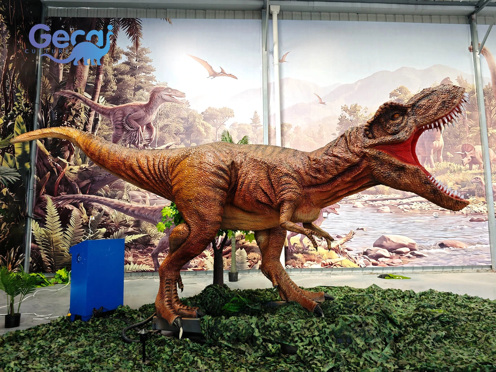Servo motor T-Rex animatronic dinosaur for theme parks with smooth, precise movements and realistic details. Custom sizes, actions and effects available.